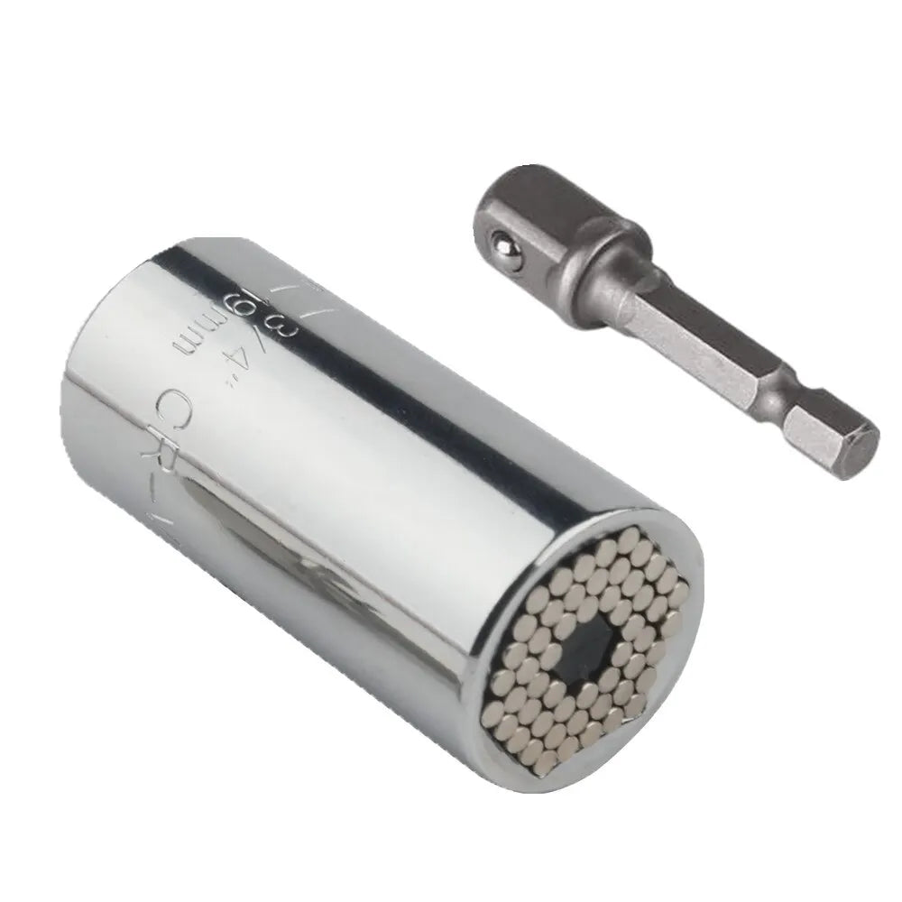 BrightStay Grip — Universal Socket with Drill Adapter (7–19 mm)