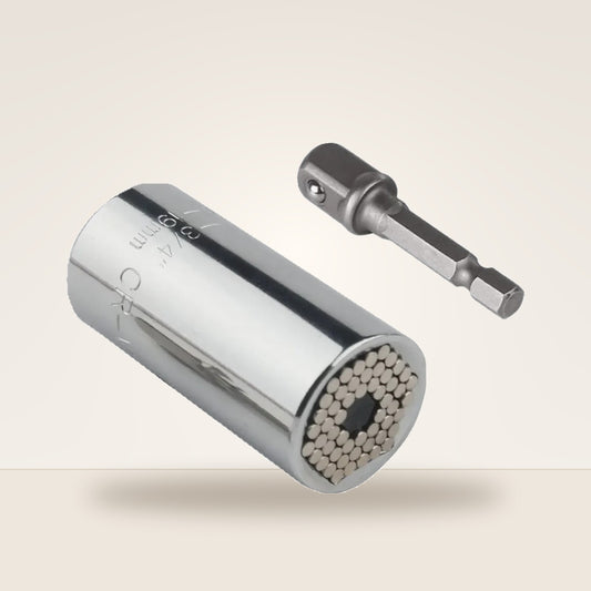 BrightStay Grip — Universal Socket with Drill Adapter (7–19 mm)
